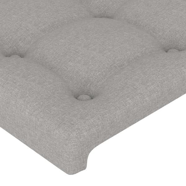 Sänggavel LED ljusgrå 160x5x118/128 cm tyg