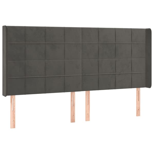 Ramsäng med madrass & LED mörkgrå 200x200 cm sammet