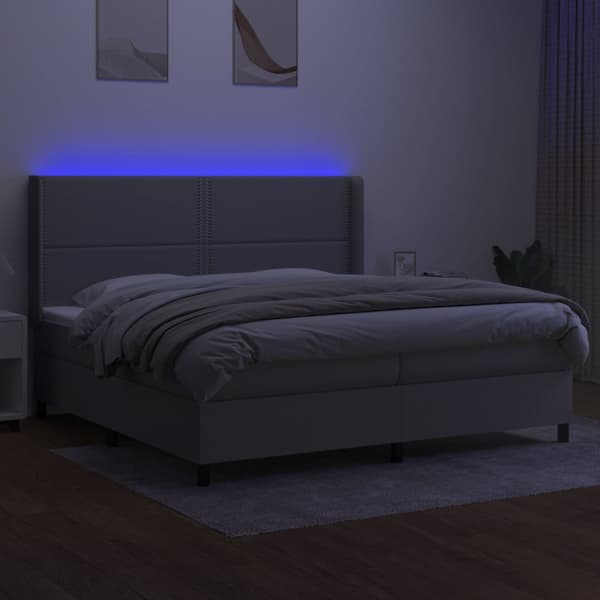 Ramsäng med madrass & LED ljusgrå 200x200 cm tyg