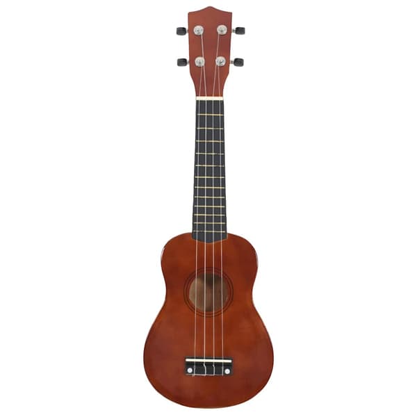 Ukulele med väska för barn sopran mörkt trä 23"