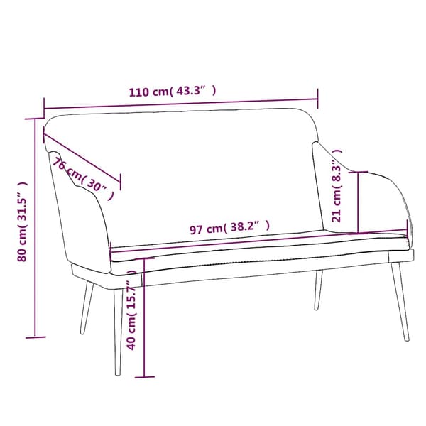 VidaXL Bänk gräddvit 110x76x80 cm sammet