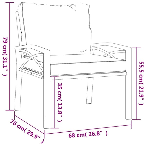 Trädgårdsstolar med sandfärgade dynor 2 st 68x76x79 cm stål