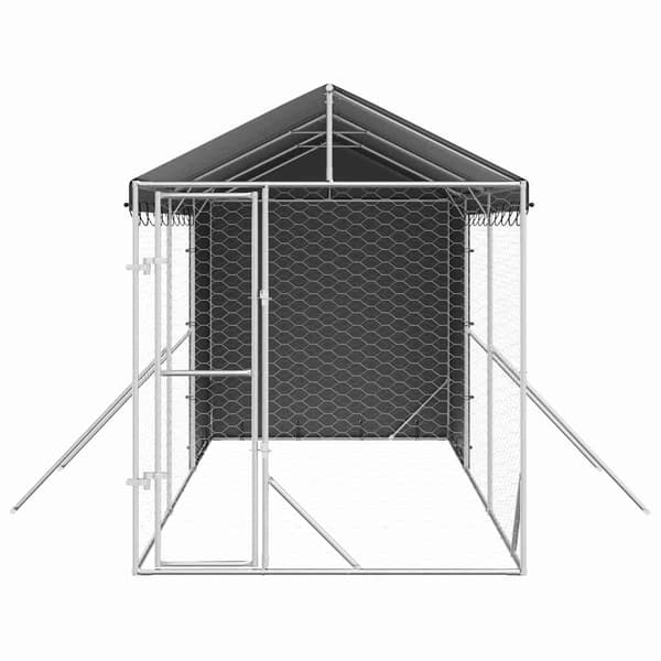Hundgård med tak silver 2x6x2,5 m galvaniserat stål