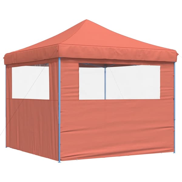 Pop-Up hopfällbart partytält med 2 sidoväggar terrakotta
