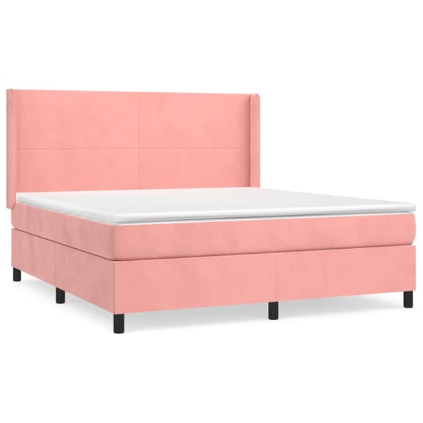 Ramsäng med madrass rosa 180x200 cm sammet