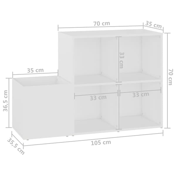 Skoskåp vit 105x35,5x70 cm konstruerat trä