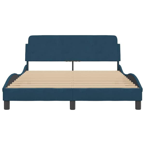 Bed Frame with Headboard "Dover" Blue 140x190 cm Velvet