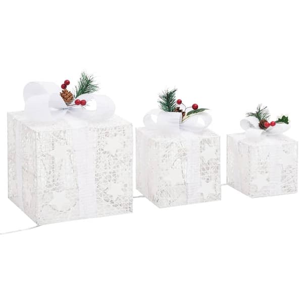 Juldekoration julklappar 3 st vit ute/inne