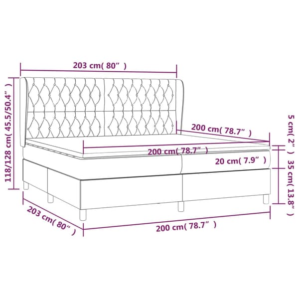 Ramsäng med madrass ljusgrå 200x200 cm sammet