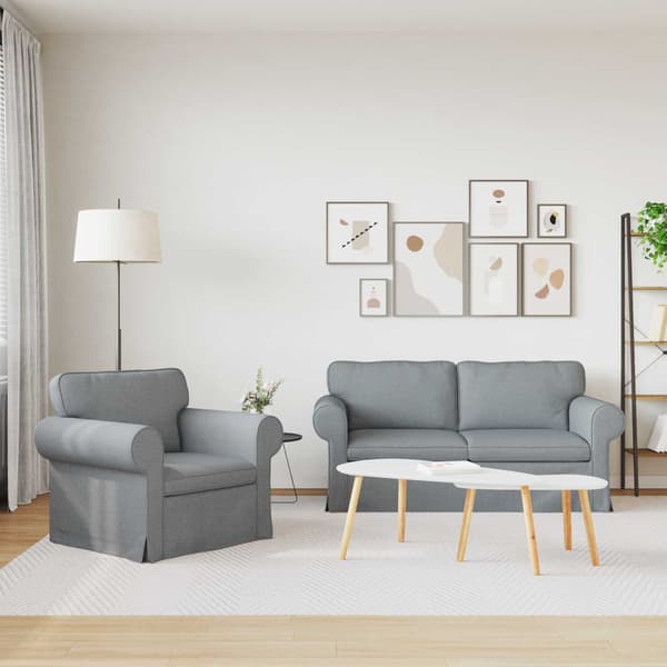 Soffset 2 pcs Ljusgrå 175 x 82 x 80 cm tyg