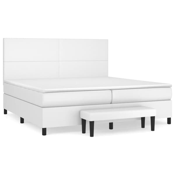 Ramsäng med madrass vit 200x200 cm konstläder