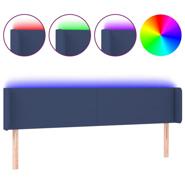 Sänggavel LED blå 183x16x78/88 cm tyg