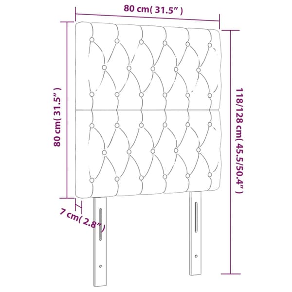 Sänggavel LED mörkgrå 80x7x118/128 cm sammet