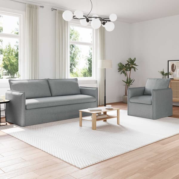 Soffset 2 pcs Ljusgrå 196 x 82 x 85 cm Tyg