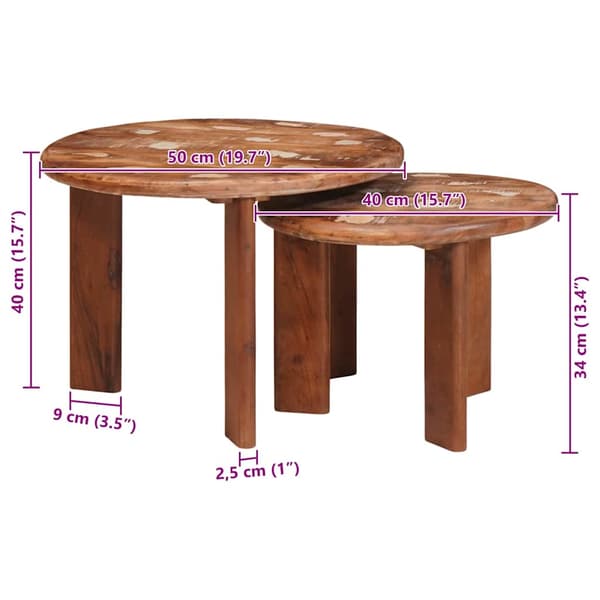 Nesting Kaffe Bord 2 pcs Flerfärgsdesign Massivt återvunnet trä
