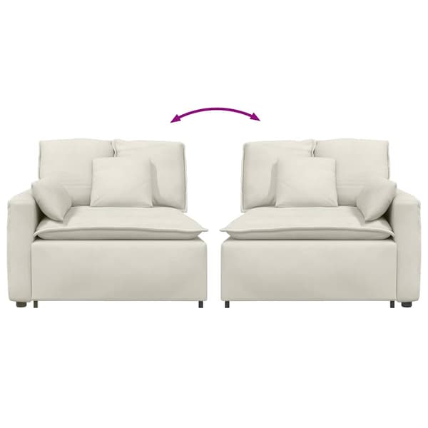 Modulär soffa armstödsändmodul med kuddar gräddvit 100 cm