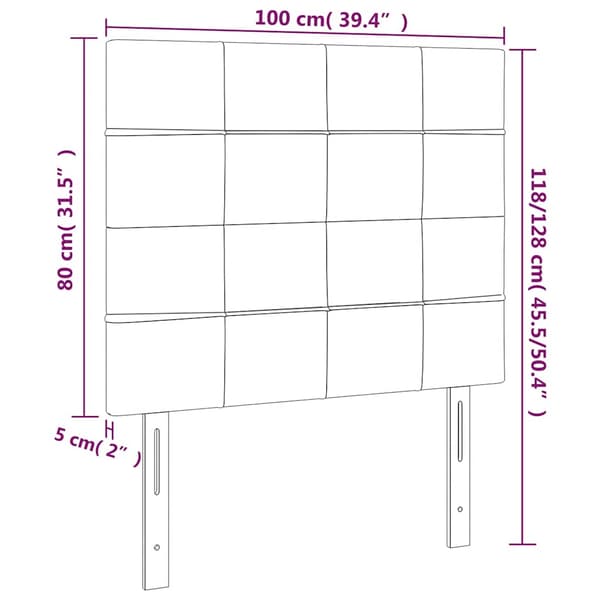 Sänggavel mörkblå 100x5x118/128 cm sammet
