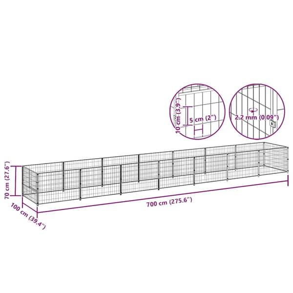 Hundgård svart 7 m² stål