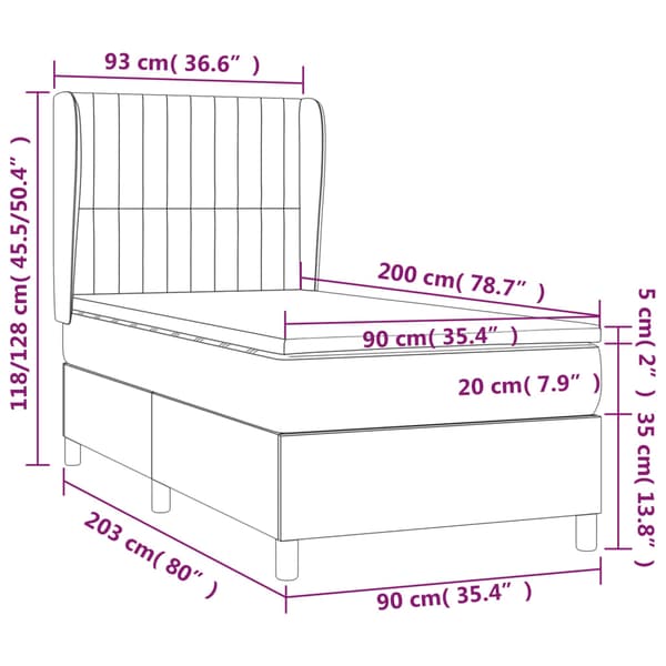 Ramsäng med madrass rosa 90x200 cm sammet