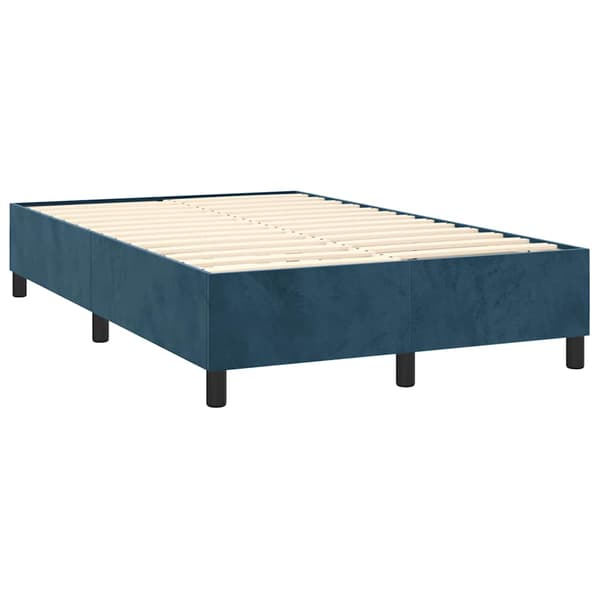 Ramsäng med madrass mörkblå 120x200 cm sammet