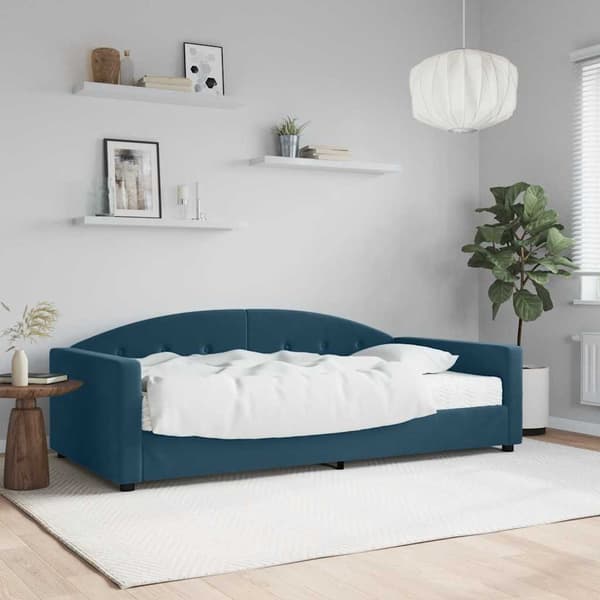 Dagbädd med madrass blå 100x200 cm sammet