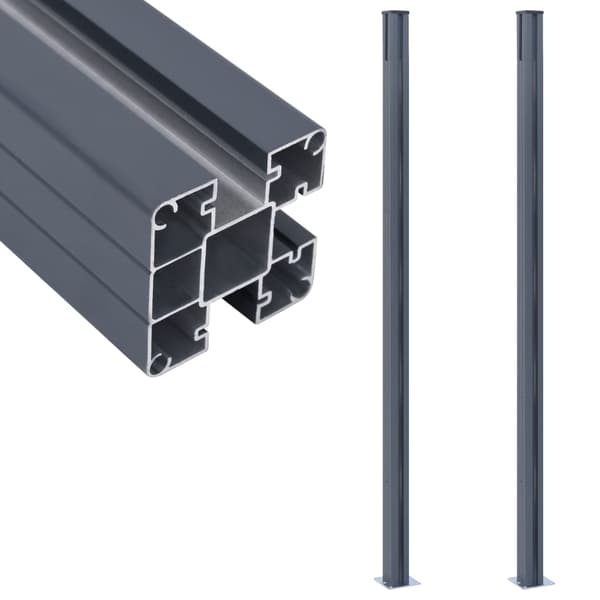 Staketstolpar 2 st mörkgrå 185 cm aluminium