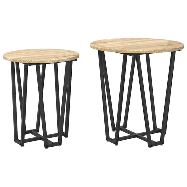 Sidobordsset 2 pcs Sonoma Ek och Svart