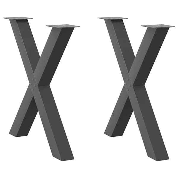 Matbordsben X-formade 2 st antracit 70x(72-73) cm stål