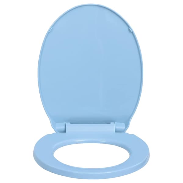 Toalettsits mjuk stängning snabbfäste blå oval