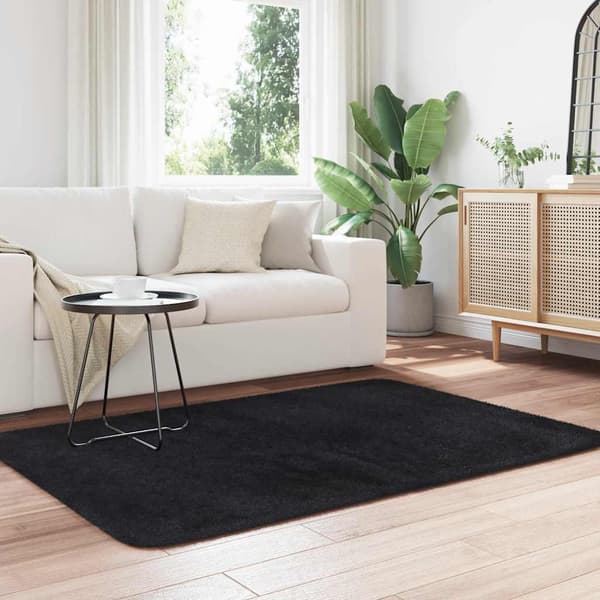 Ryamatta med lång lugg NAVARRA svart 120x170 cm polyester