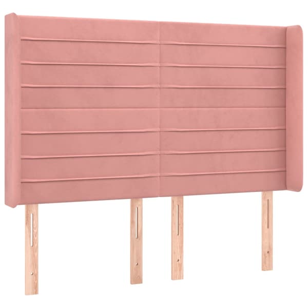 Ramsäng med madrass rosa & LED 140x190 cm sammet