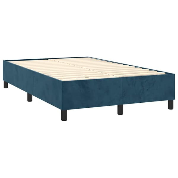 Ramsäng med madrass mörkblå 120x200 cm sammet