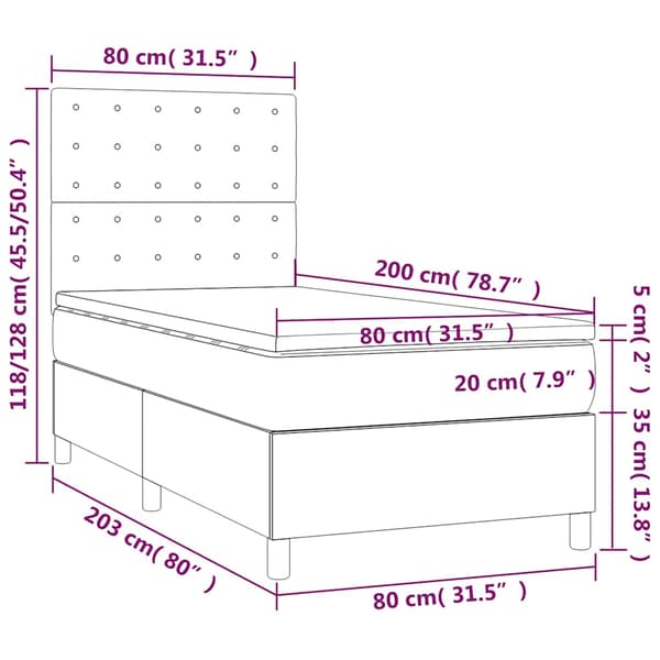 Ramsäng med madrass mörkblå 80x200 cm sammet