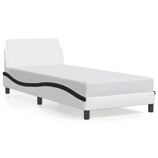 Bed Frame "Dover" White&Black 90x200 cm Faux Leather