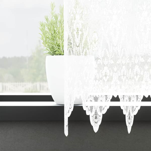 Spetsgardin med gardiner Blommor Vit 80 x 500 cm Polyester