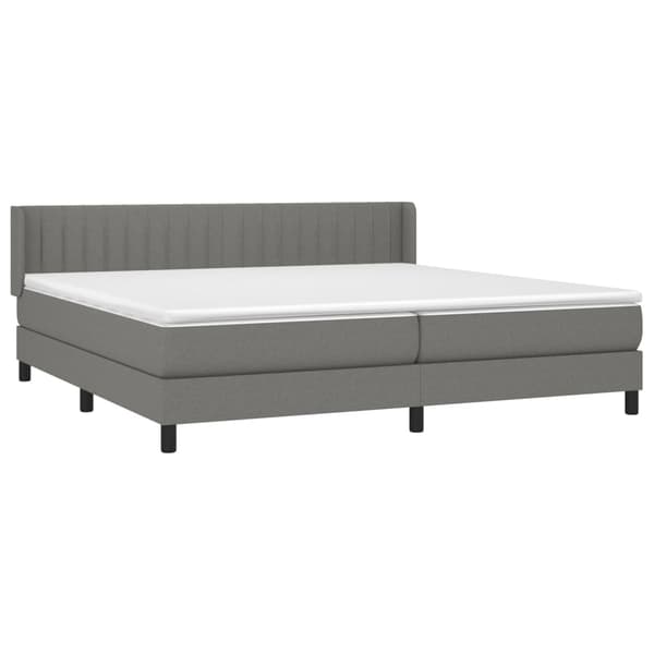 Ramsäng med madrass mörkgrå 200x200 cm tyg