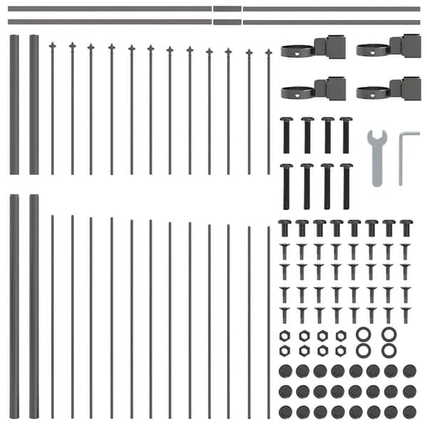 Trädgårdsstängsel 2 pcs Grå 170 x 165 cm Pulverlackerat stål