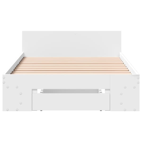 Sängram med låda vit 100x200 cm konstruerat trä