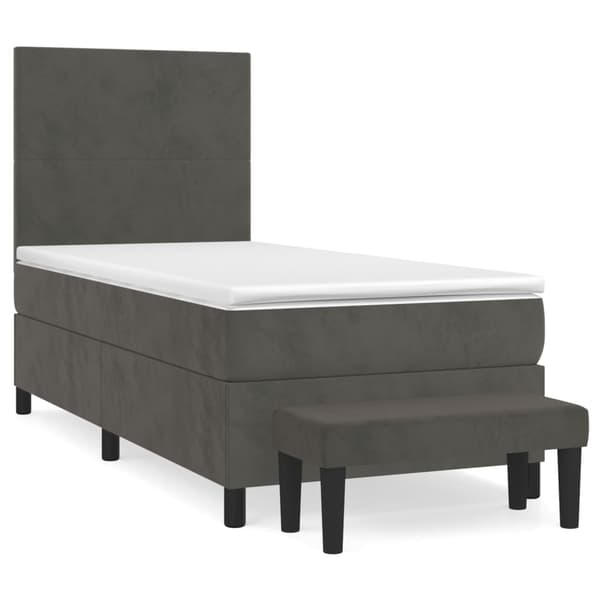 Ramsäng med madrass mörkgrå 90x200 cm sammet