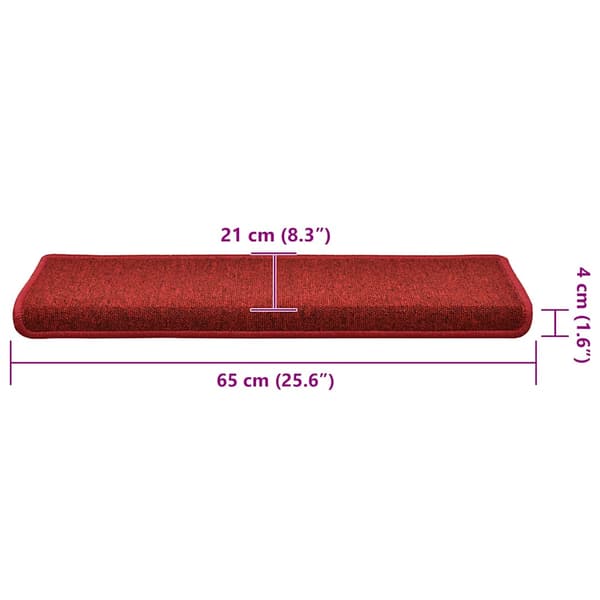 Trappmattor 30 st 65x21x4 cm röd rektangulär kant