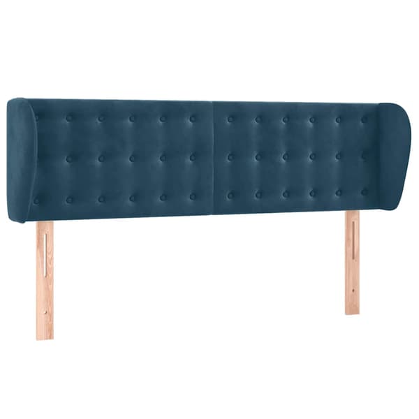 Sänggavel med kanter blå 147x23x78/88 cm sammet