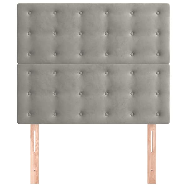 Sänggavel ljusgrå 100x5x118/128 cm sammet
