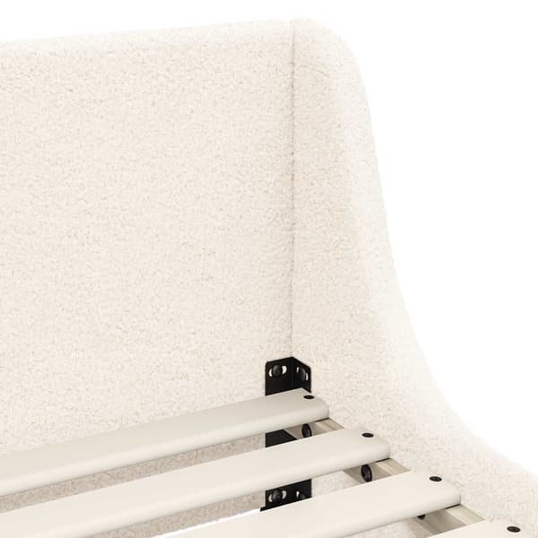 Barnsängram med sänggavel Gräddvit 90 x 190 cm Bouclé