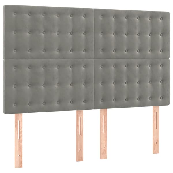 Ramsäng med madrass & LED ljusgrå 140x190 cm sammet