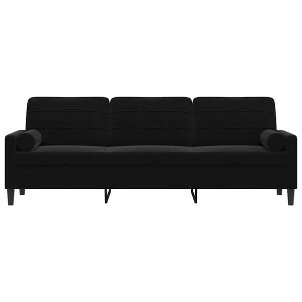 3-sitssoffa med prydnadskuddar svart 210 cm sammet