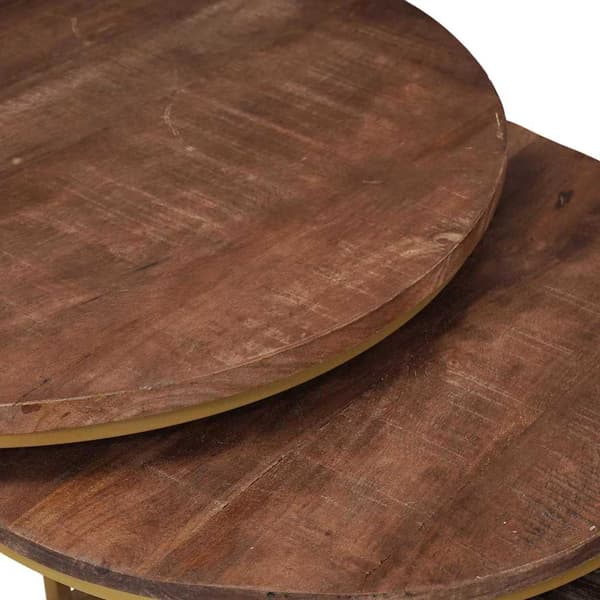 Nesting Kaffe Bord 2 pcs Mörkbrun Massivt Mangoträ och stål