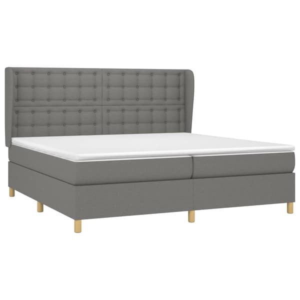 Ramsäng med madrass mörkgrå 200x200 cm tyg