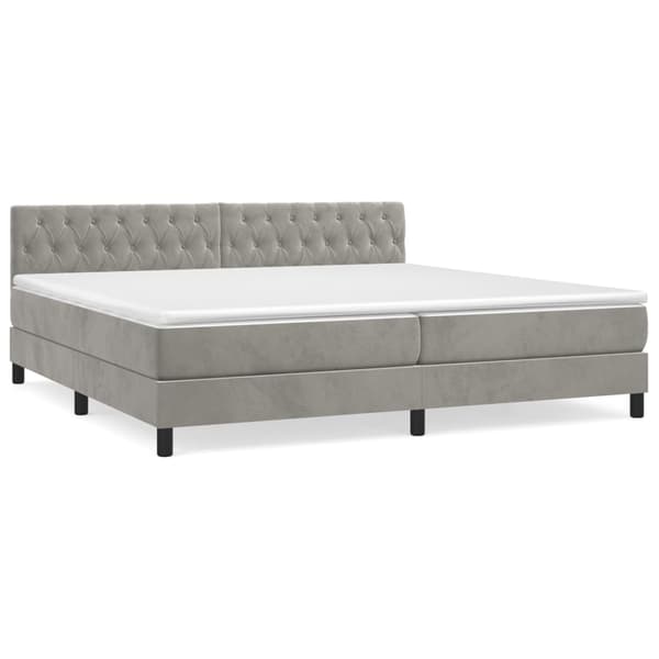 Ramsäng med madrass ljusgrå 200x200 cm sammet