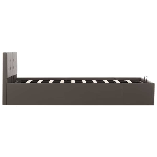 Sängram hydraulisk förvaring grå konstläder 120x200 cm