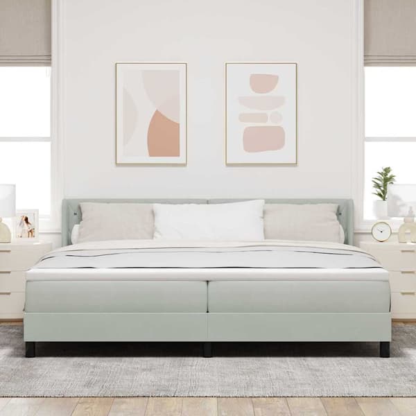 Bäddfjäder med madrass Ljusgrå 200 x 200 cm Polyester
